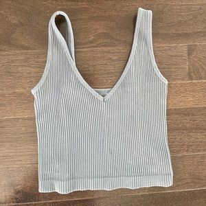 Free People Cropped Gray Tank Top